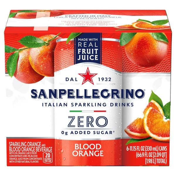 San Pellegrino Sparkling Water Zero Blood Orange 6ct/11.15oz