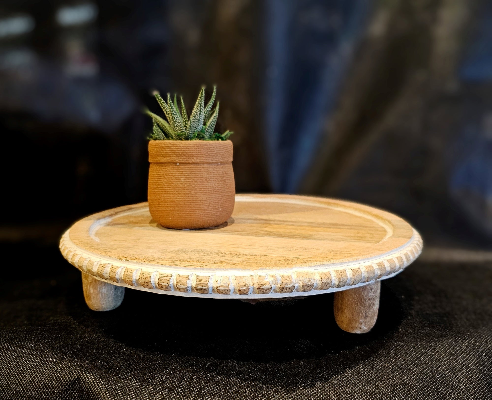 Wooden Round Plant Stand with Beaded edge (plant/pot not included)