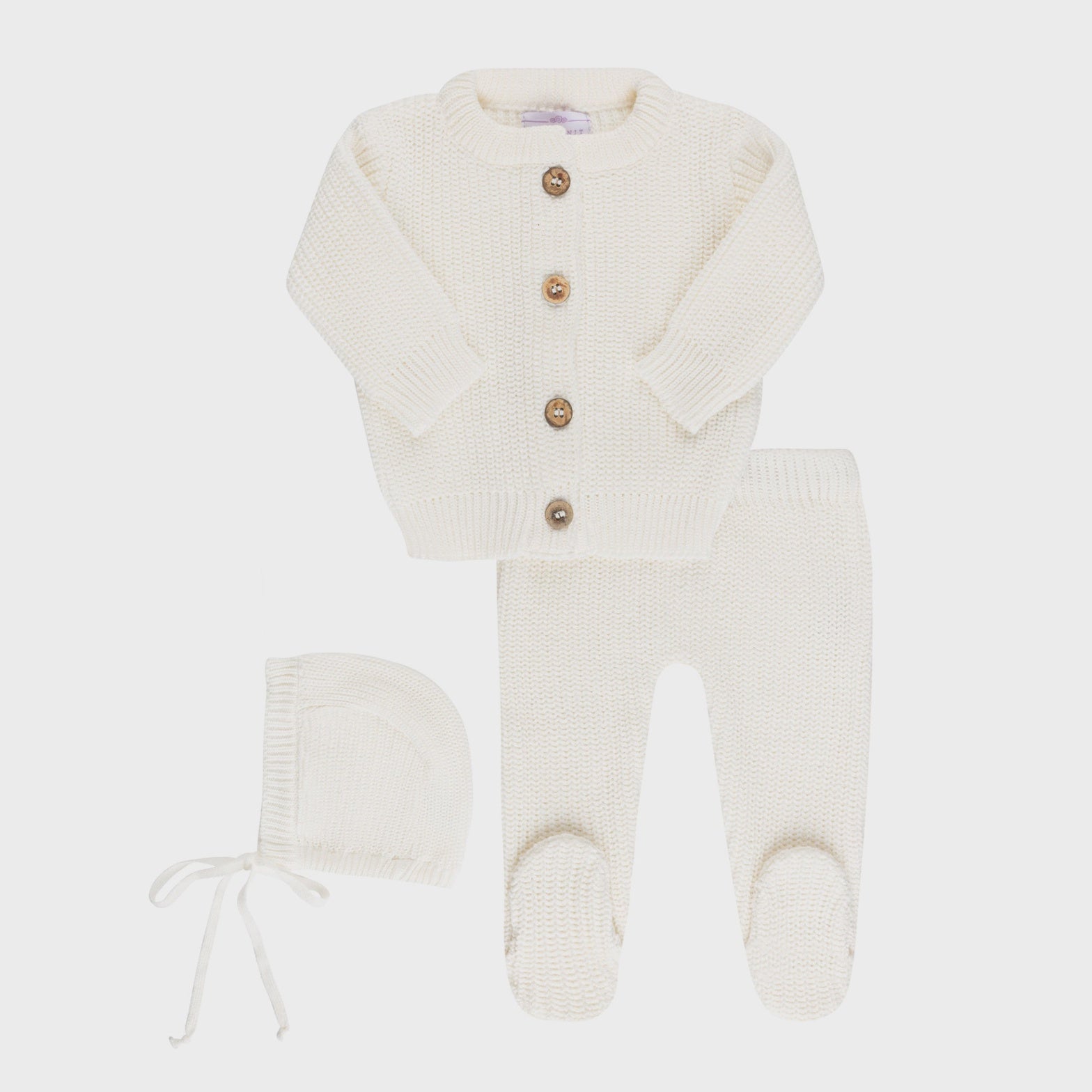 Baby Cardigan Footie Gift Set - Off White | 3-6M