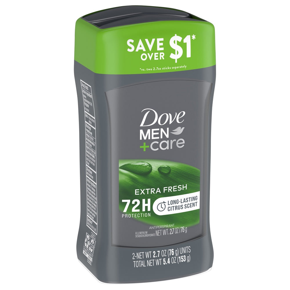 Dove Mens+ Care Extra Fresh Deodorant Antiperspirant Stick, 2pk