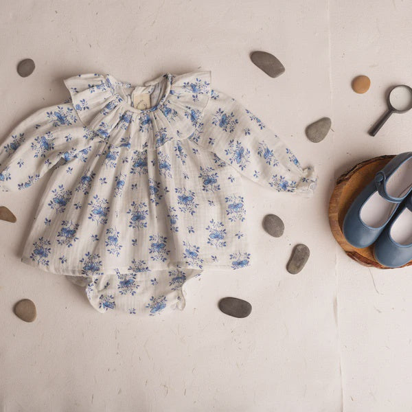 Birinit Blue Floral Blouse & Bloomers 18M-2Y