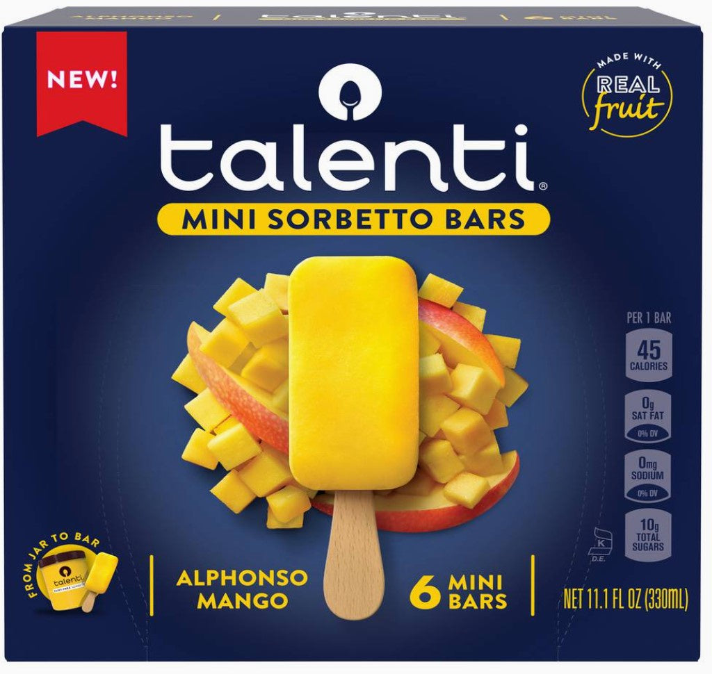 Talenti Mini Sorbetto Bar Alphonso Mango, 6 count