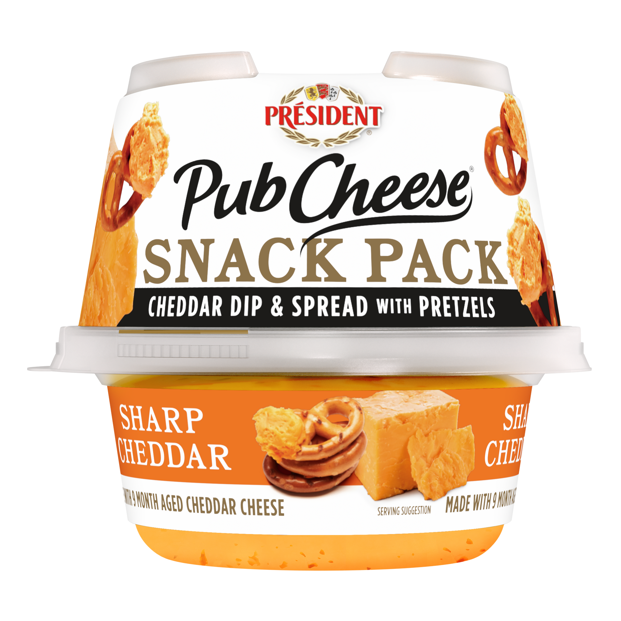 President Pub Cheese & Pretzels - Sharp Cheddar 3oz