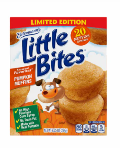 Entenmanns Little Bites Pumpkin Mini Muffins 5 pouches 8.25oz