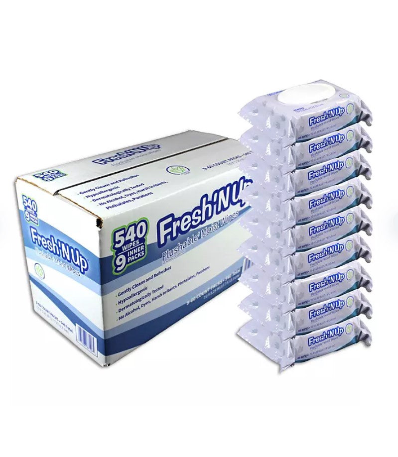 Fresh'N Up Flushable Wipes Fresh Scent 9pk 540ct (Bulk Box)