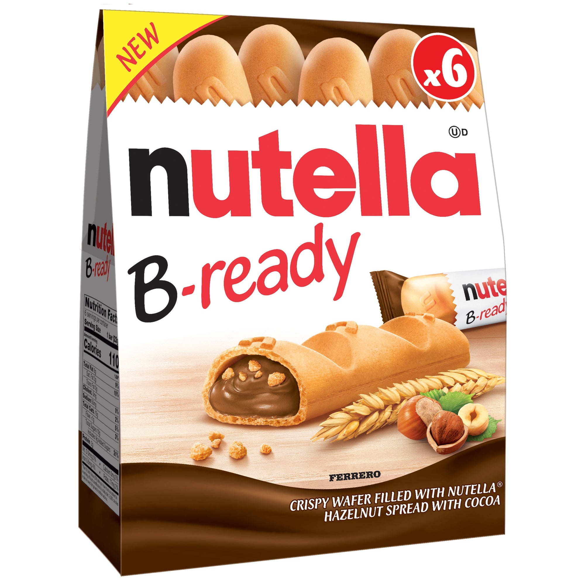 Nutella B-ready Hazelnut Spread with Cocoa Snacks 6 ct/4.6oz