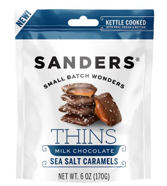 Sanders Milk Chocolate Sea Salt Caramels Thins 6oz