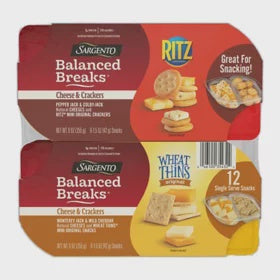 BIZ Sargento Balanced Breaks Cheese and Cracker,12 Packs 1.5oz