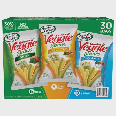 BIZ Sensible Portions Veggie Straws , 30 count box