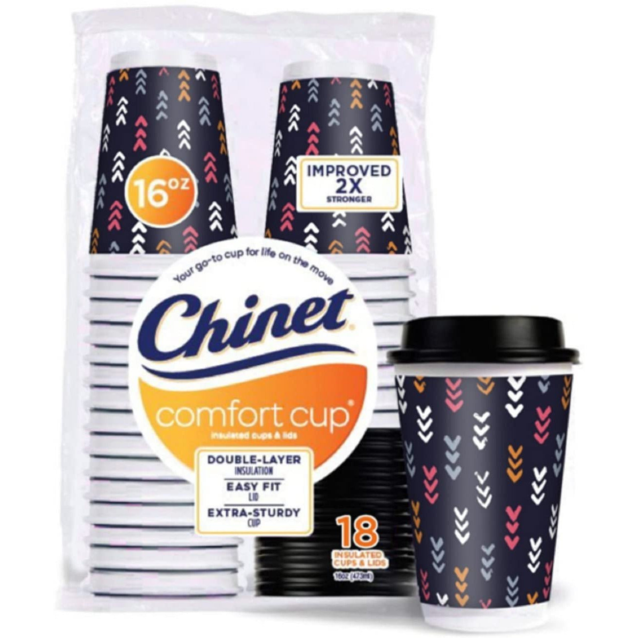 Chinet Comfort Cup/Lid Insulated 16 oz/18ct