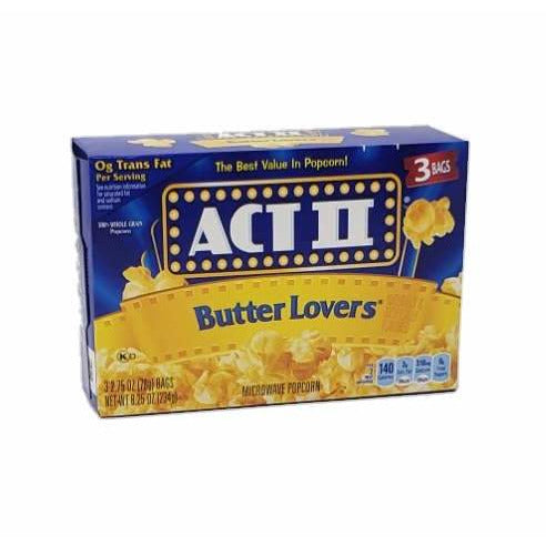 Act II Butter Lovers Popcorn 3ct, 8.25oz