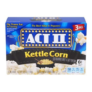 Act II Popcorn Kettle Corn 3ct