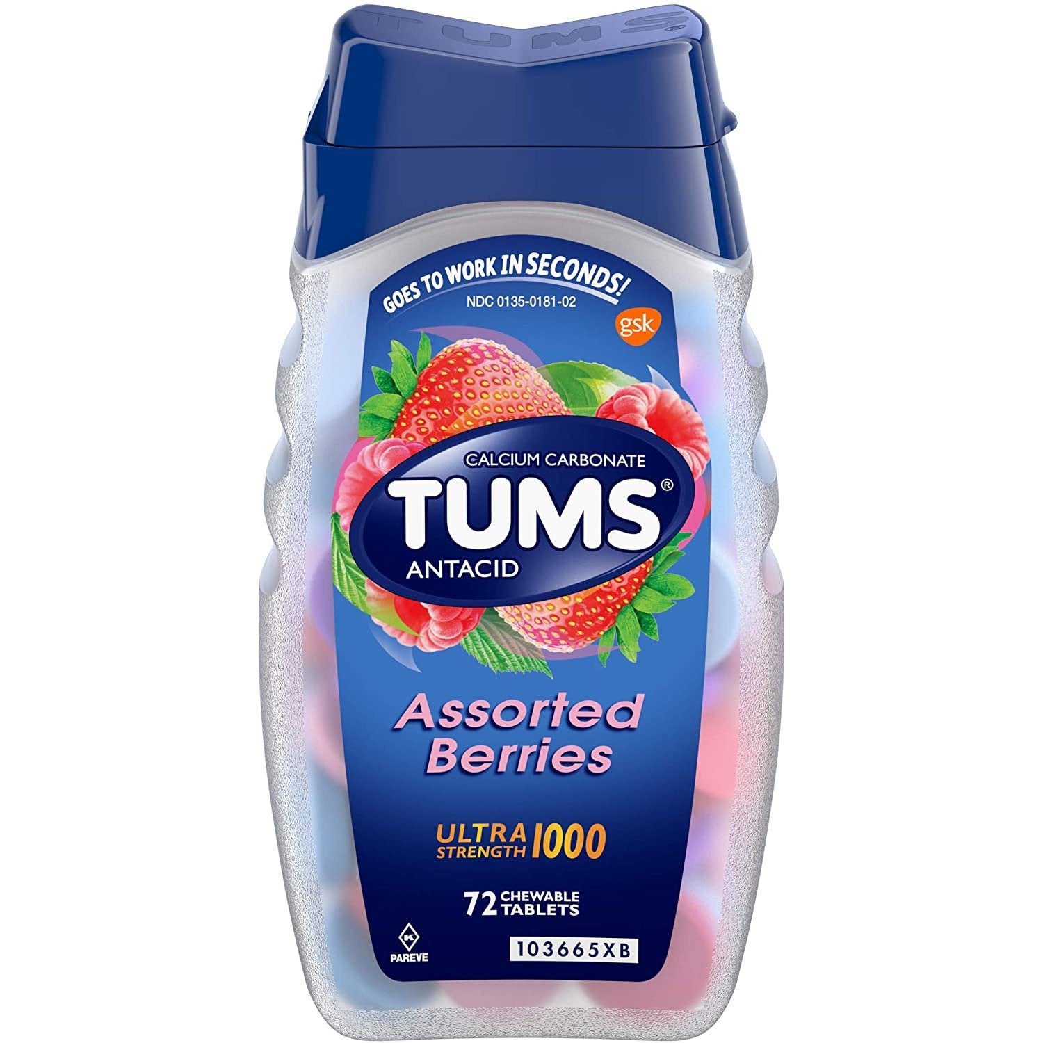 Tums Antacid Relief Assorted Berries 72ct