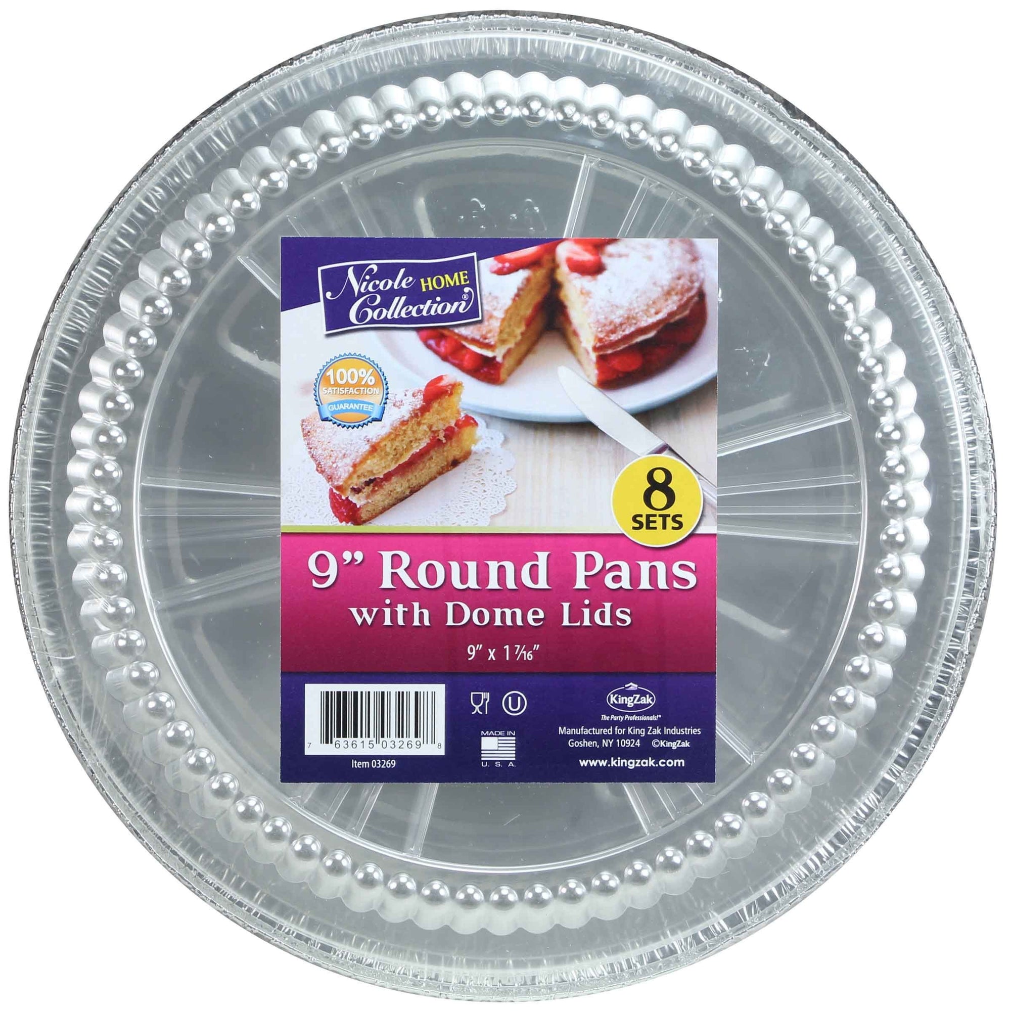 Handi-foil Round Cake Pans w/lids 8.5"/3ct