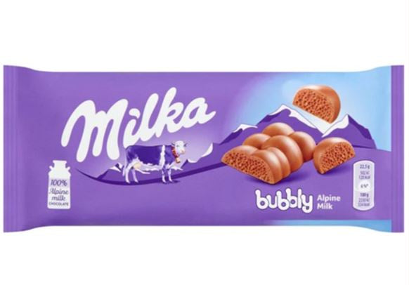 Milka Bubbly Alpine Milk Chocolate Bar 3.17oz