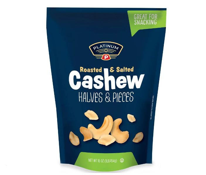 Platinum Roasted Salted Cashews Halves & Pieces 16oz