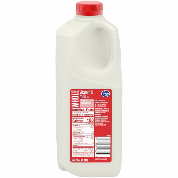 Kroger Whole Milk Half Gallon