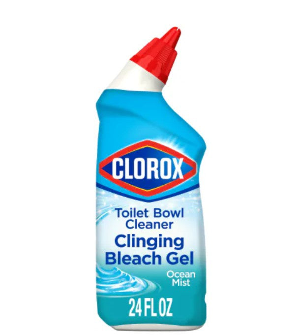 Clorox Toilet Bowl Cleaner Ocean Mist Clinging Bleach Gel 24 oz