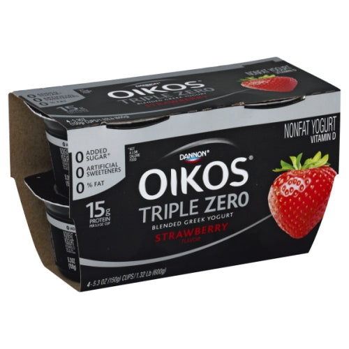 Oikos Triple Zero Blended Greek Yogurt Strawberry 4pk