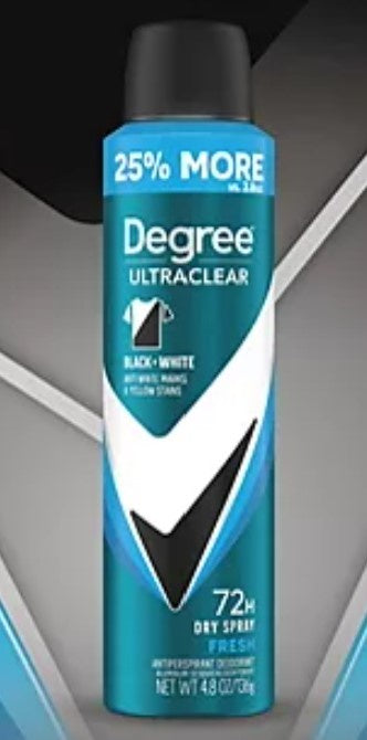 Degree for Men Ultraclear Black+White Deodorant Dry Spray Fresh 4.8oz