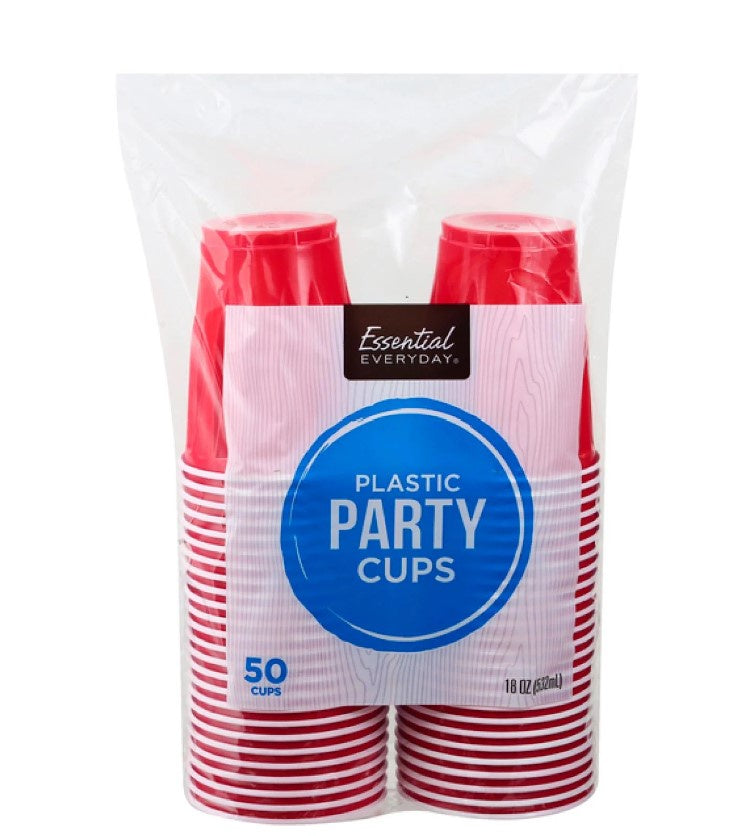 Essential Everyday Red Plastic Cups 18oz/20ct