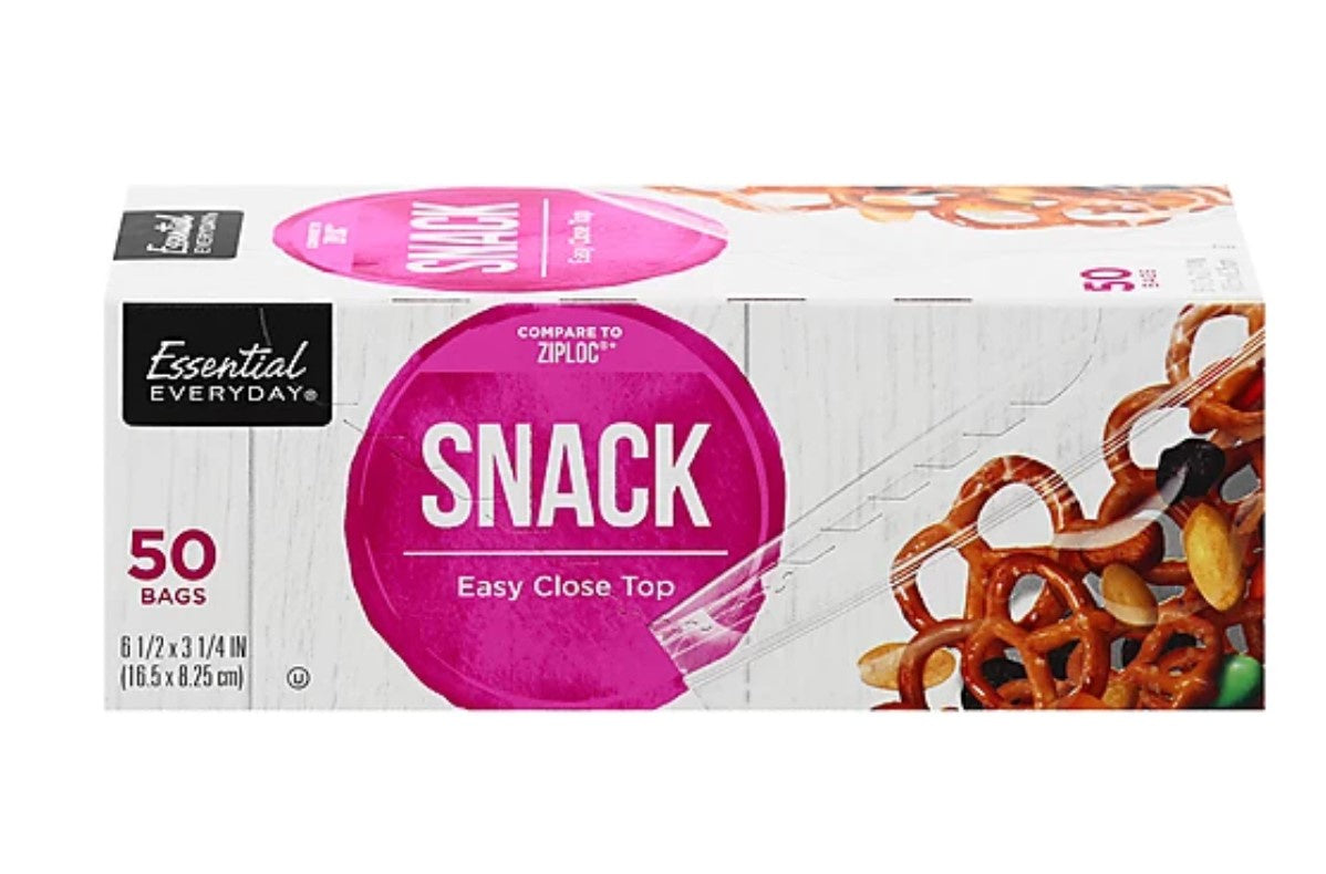 Essential Everyday Reclosable Snack Bags 50ct