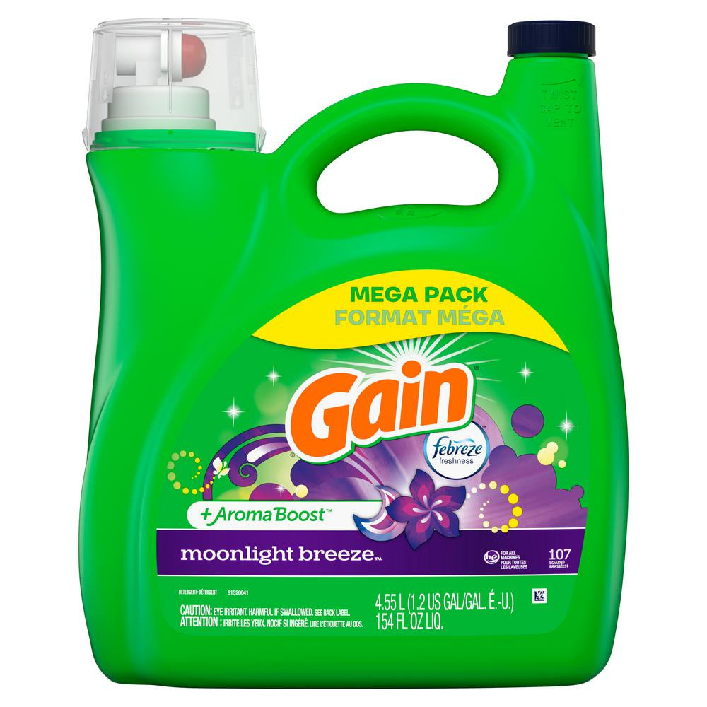 Gain Laundry Detergent Liquid Ultra Concentrated Moonlight Breeze 154oz