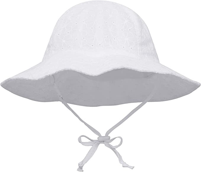 White Embroidered Sun Hat 0-12m