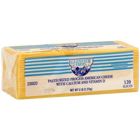 Glenview Farms Pasteurized Process American Cheese Yellow 5 LB 120slices