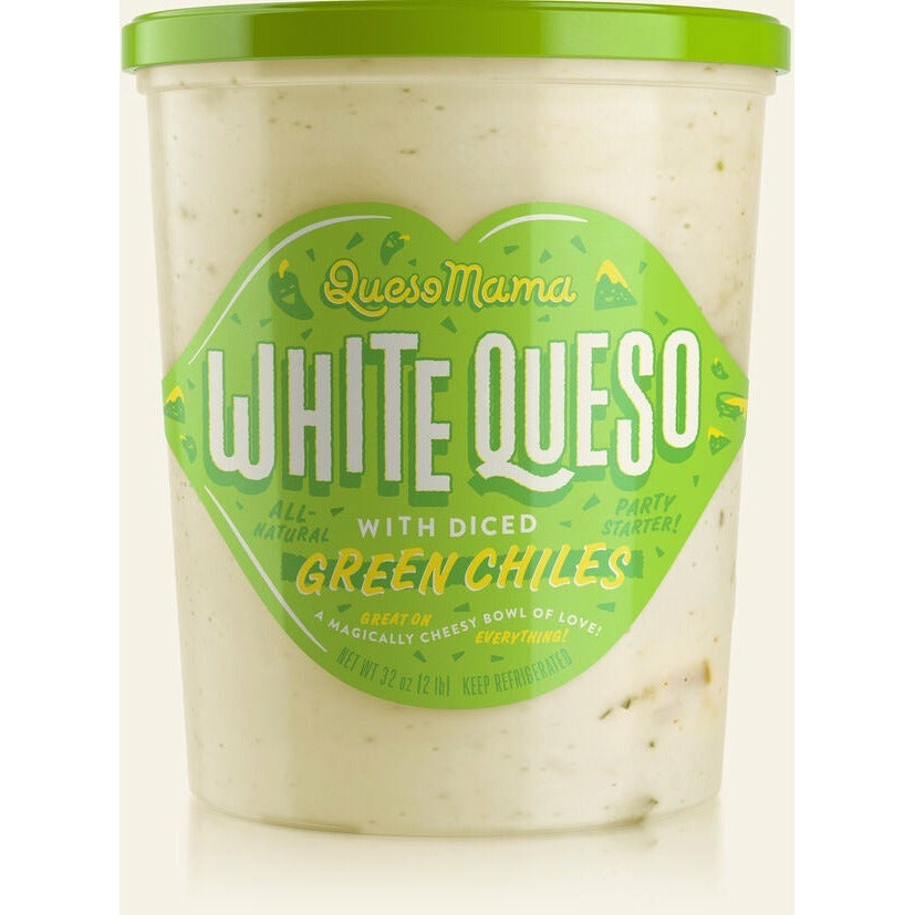 Queso Mama White Queso with Diced Green Chiles 32oz