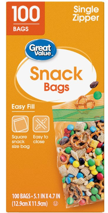 Essential Everyday Square Zipper Snack Bags 100 ct