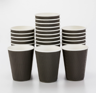 BIZ Karat 12oz Ripple Paper Hot Cups Black 500ct