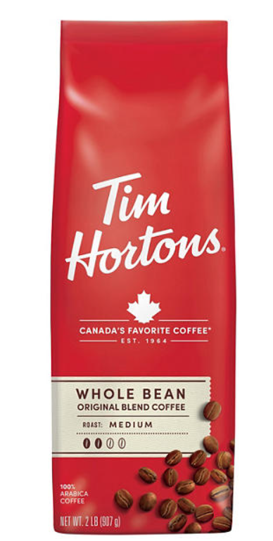 Tim Hortons Medium Roast Whole Bean Coffee, Orignial Blend 2lb