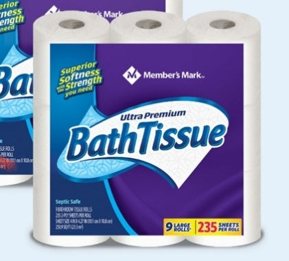 Members Mark Toilet Tissue 2ply 9rolls/235sheets