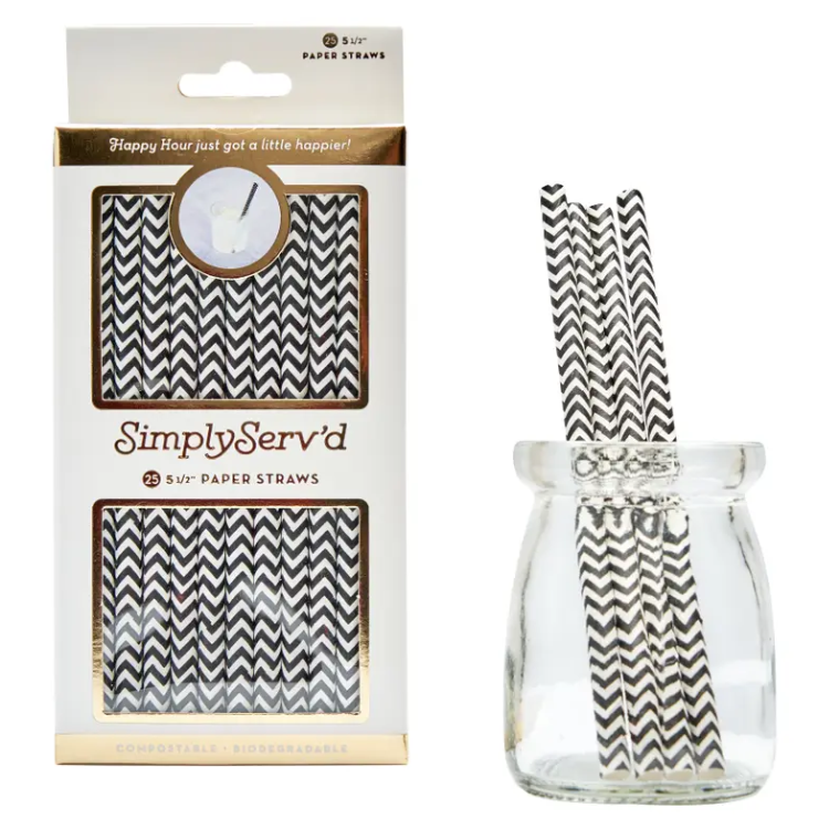 Sophistiplate Cocktail Straw Chevron 25ct