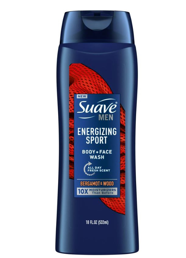 Suave Energizing Sport Mens Body & Face Wash 18oz