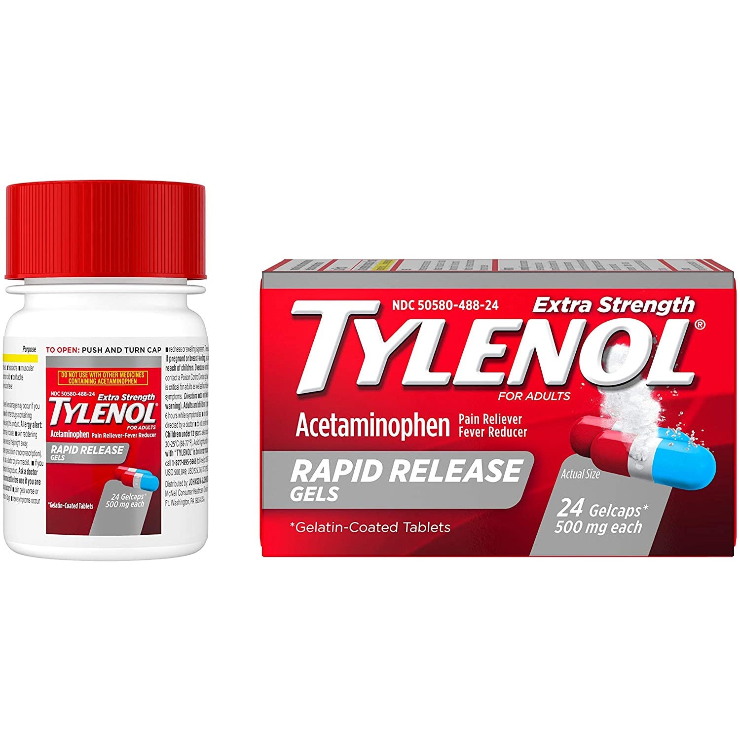 Tylenol Pain Reliever & Fever Reducer Rapid Release Gels 24ct