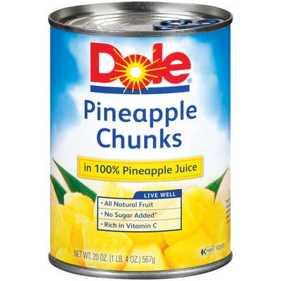 Dole Pineapple Chunks In Juice 20oz