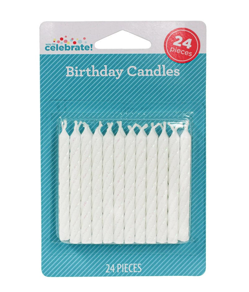 Birthday Candles White 24ct