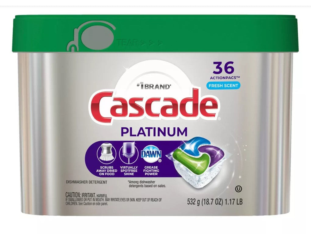 Cascade Platinum Dishwasher Tablets Lemon 36ct