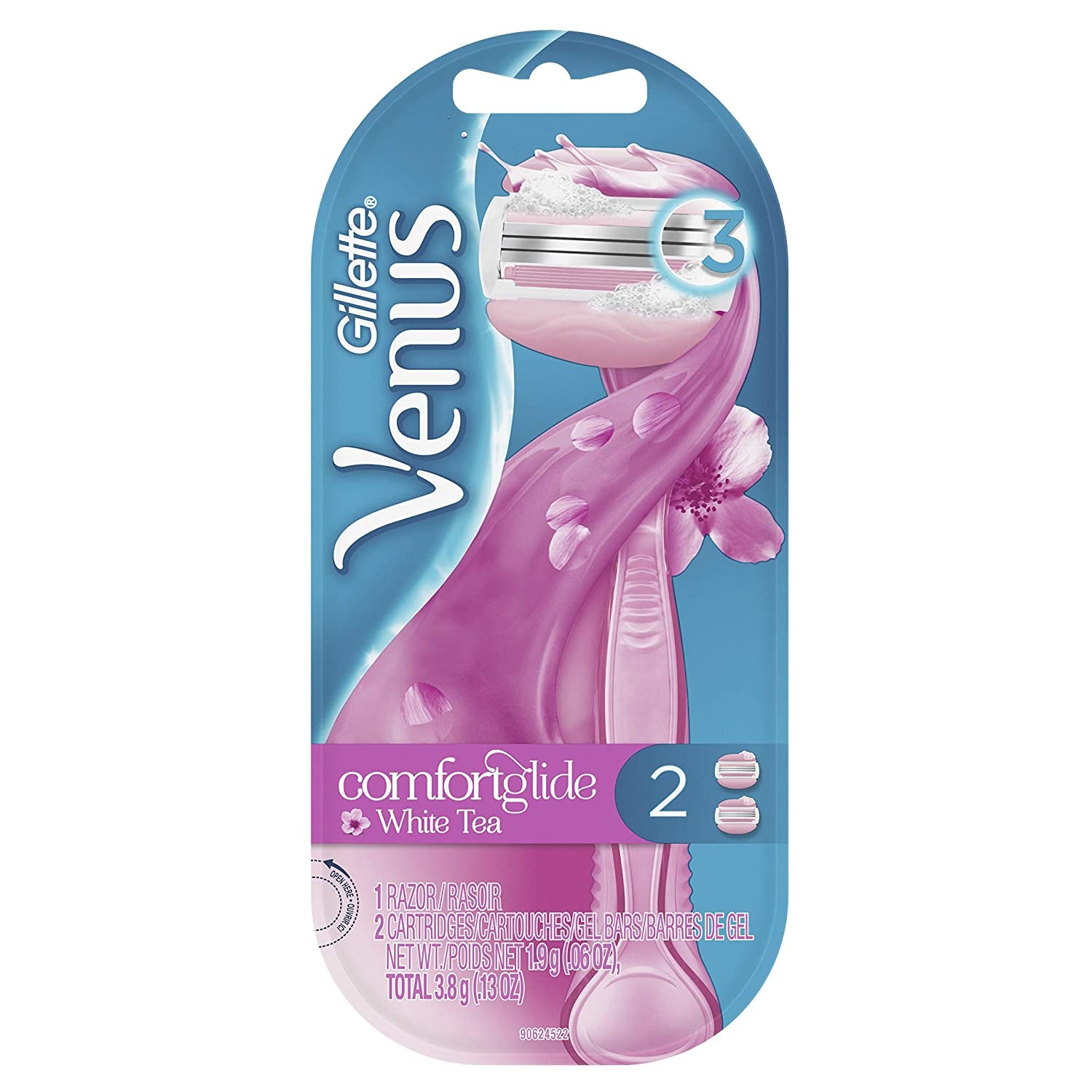 Venus Womens ComfortGlide White Tea 3-Blade Razor 1ct plus 2 refills