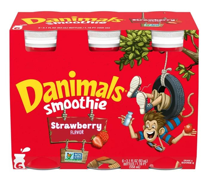 Dannon Danimals Yogurt Smoothies Strawberry 6pck 3.1oz