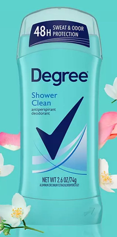 Degree Antiperspirant Deodorant, Shower Clean 2.6 oz.