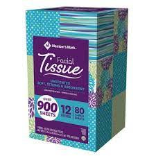 BIZ Member’s Mark Ultra Soft Facial Tissues, 12 Cube Boxes, 80 3-Ply Tissues per Box