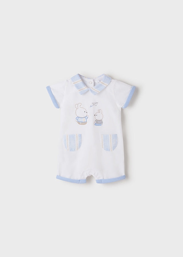 Mayoral Blue/White Knit Bodysuit 6m