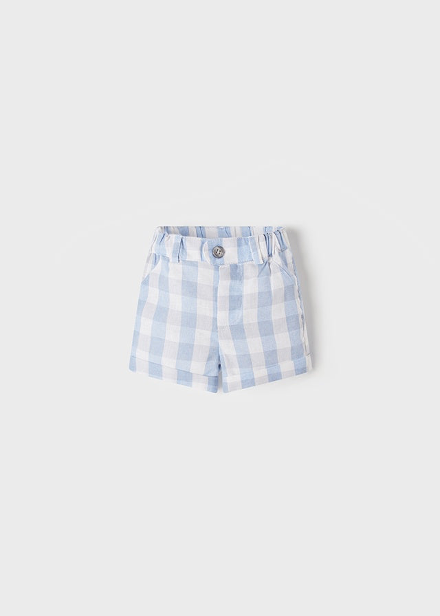 Mayoral Boy Blue Checked Shorts 18m