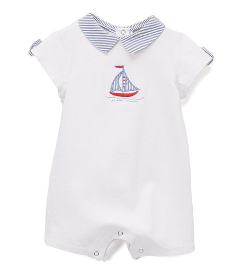 White Sailboat Romper - 6M