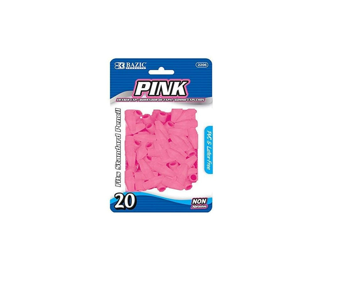 Pink Pencil Top Erasers 20ct