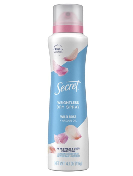 Secret Dry Spray Antiperspirant Deodorant Wild Rose and Argan Oil 4.1oz