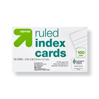 Ruled Index Cards White 3" x 5" 100ct